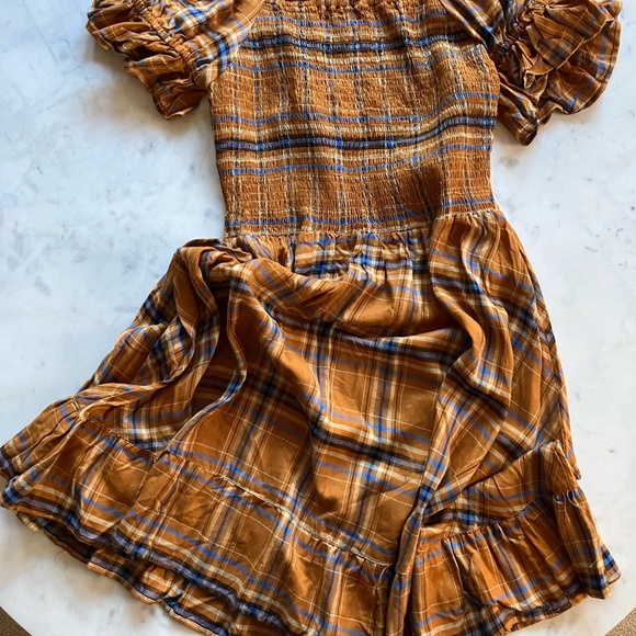 Plaid Ruffle Sleeve Dress Sz M NEW! - Picture 2 of 6